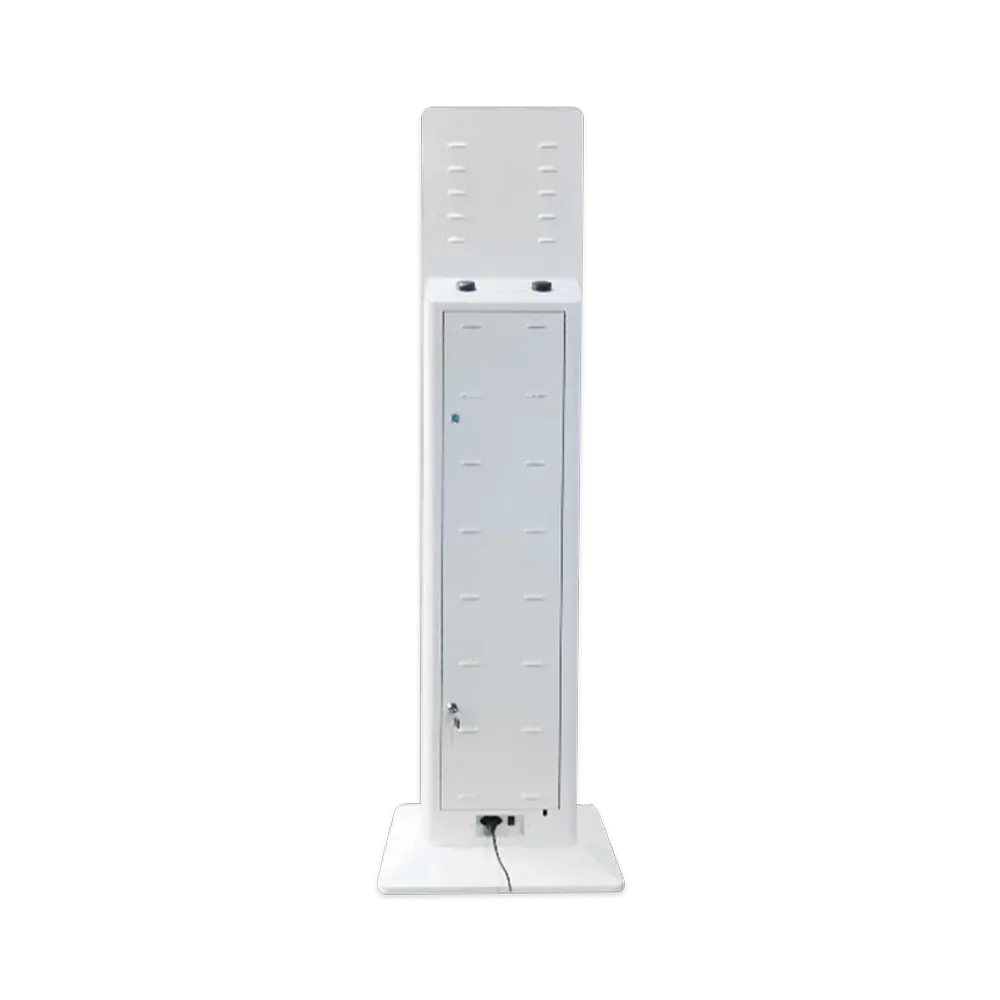 24 slots powerbank kiosk with screen and card reader back view