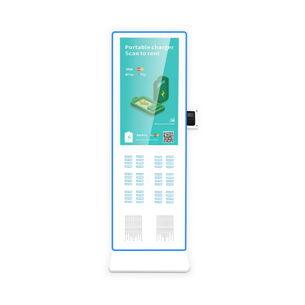 48 slots powerbank kiosk with screen and card reader