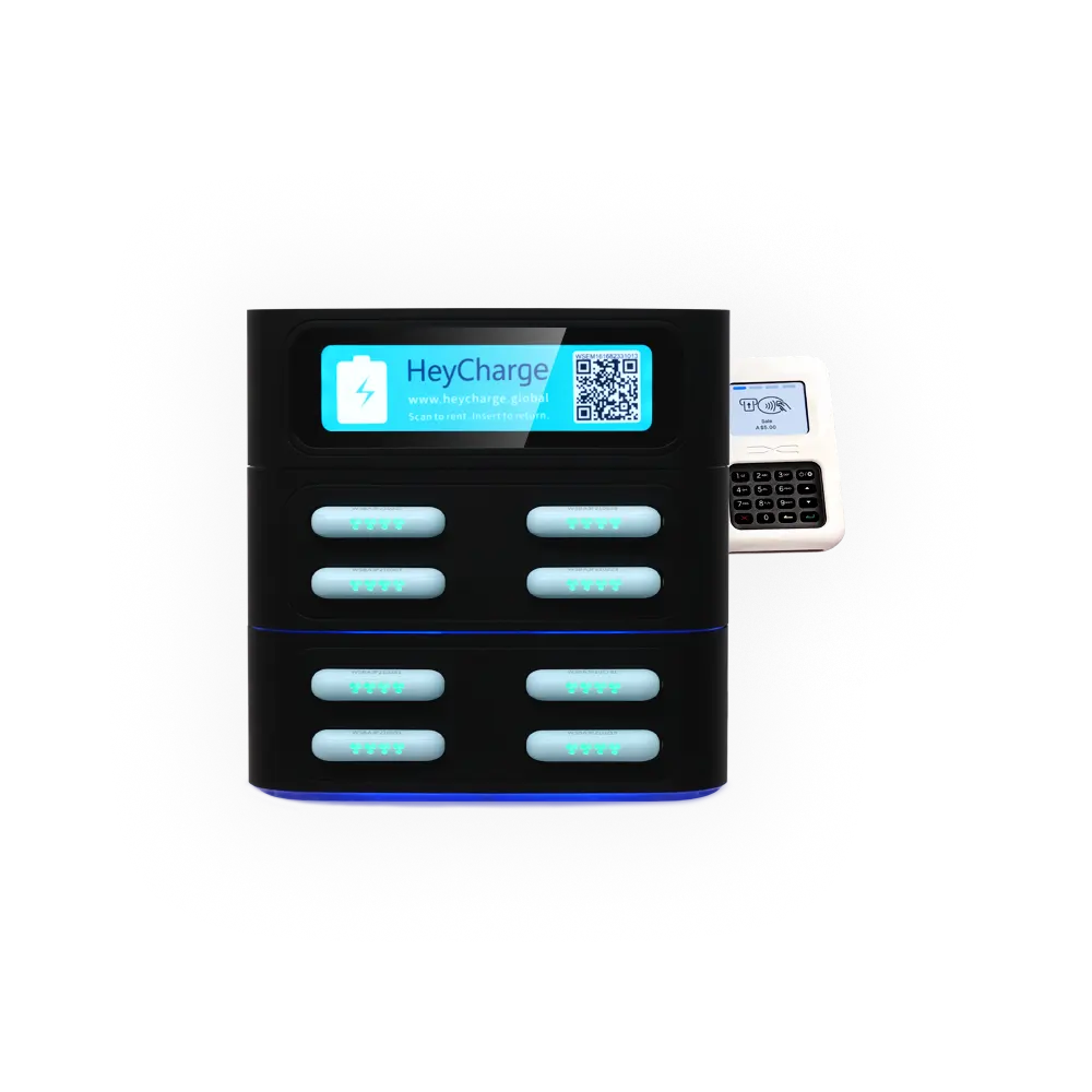 black square powerbank rental with card reader