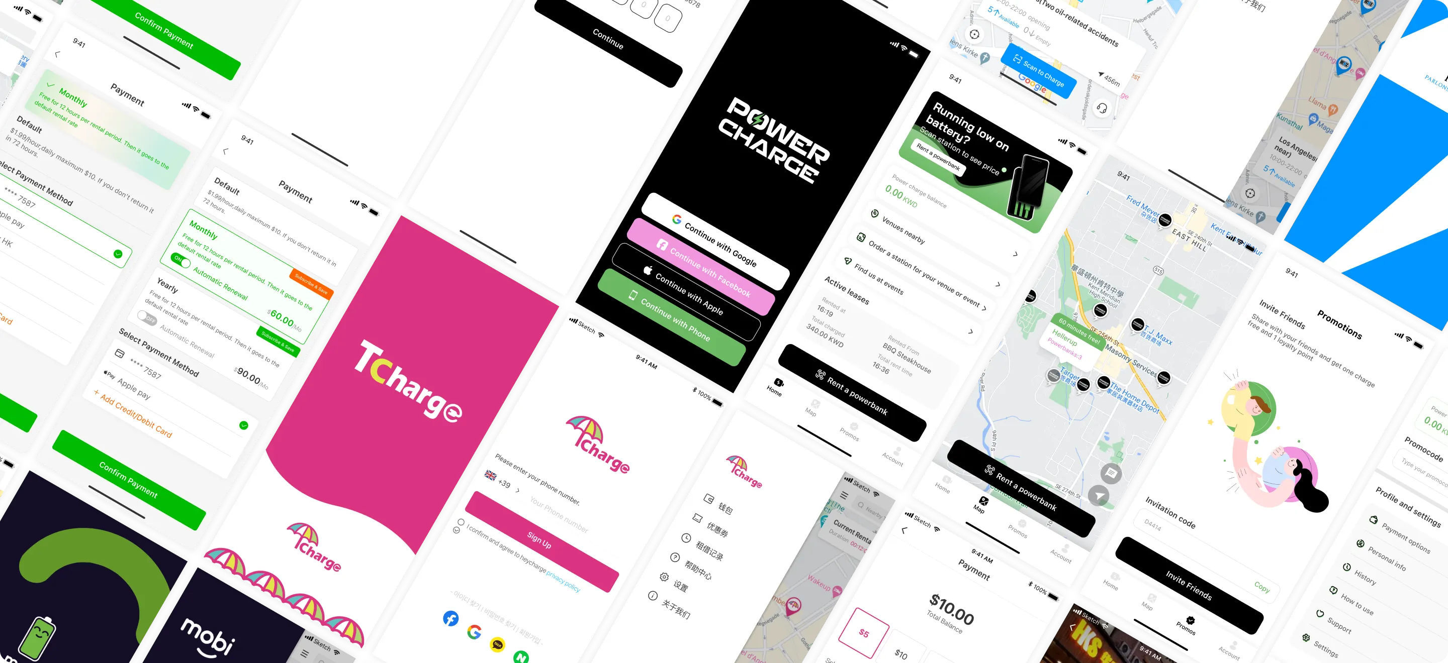 HeyCharge UI/UX designs for power bank sharing solutions