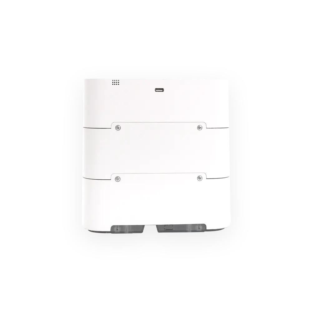 white 8 slots square power bank station back view